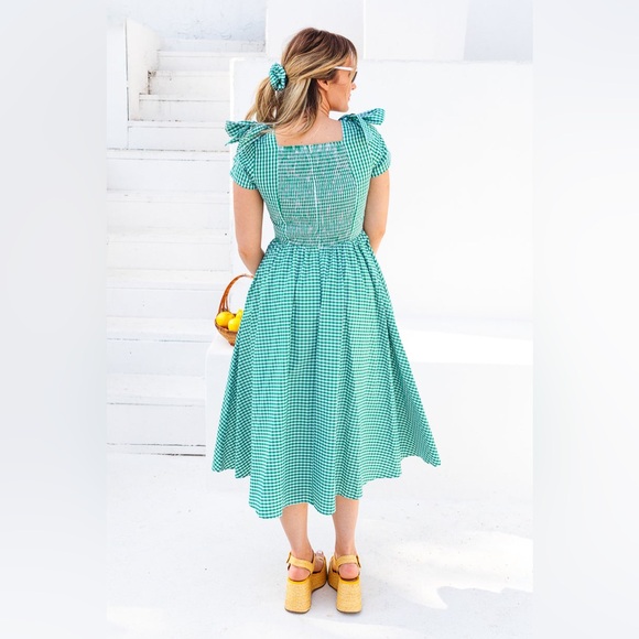 Ivy City Co. Blakely Dress IN GREEN GINGHAM, size L - Picture 4 of 8